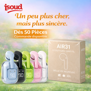 سماعات أذن لاسلكية Air 31 TWS مع خاصية إلغاء الضوضاء النشط والبيئي، معتمدة من CE وRoHS وBSCI، مقاومة للماء IPX4، تقنية البلوتوث 5.3، توصيل DDP - Product Image 3