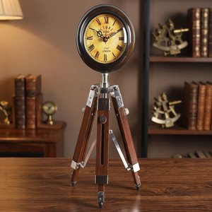 Modern Electronic Quartz Needle Projection Radio <b>Desk</b> <b>Clock</b> Nautical- Wooden Tripod Stand Handcrafted Gift Item Calvin - Product Image 4