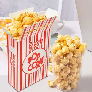 Nouveau design personnalisé emballage de poulet frit en papier kraft recyclé boîtes à pop-corn avec couvercle rabattable