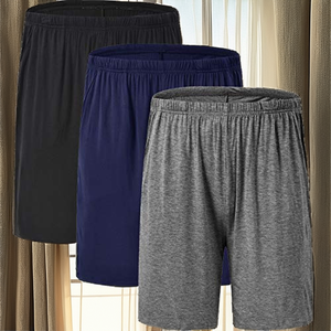 Shorts de nuit respirants en tricot pour hommes, lot de 3, couleur unie, décontractés, pour l'été, lavables en machine, avec poches - Product Image 2