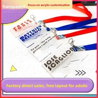 Badge d'identification personnalisé en acrylique transparent avec logo, cordon de cou pour carte de visite, pour pass VIP de conférence, vente en gros OEM