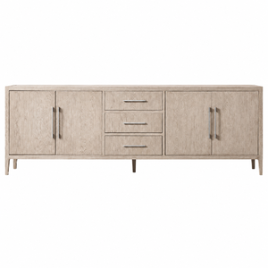 Buffet/Credenza moderne minimaliste en chêne cerisé à 4 portes pour salon, salle à manger, maison contemporaine - Product Image 5