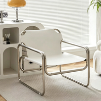 Mid-Century Bauhaus Italienischer Lounge-Sessel aus Sattelleder mit Edelstahlgestell, Einzelsofa, Akzentstuhl für Zuhause, Büro und Hotel