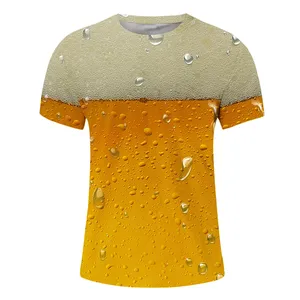 T-shirts drôles pour hommes à manches courtes avec impression de bière en 3D grands et grands T-shirts à col rond graphiques de coupe régulière T-shirts à la mode pour les vacances - Product Image 2