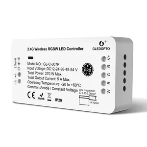 格莱多托GL-C-007P Zigbee RGBW发光二极管条控制器2.4克射频发光二极管控制器语音和应用智能控制发光二极管调光器DC12-54V 10A