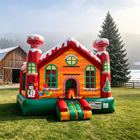Château gonflable commercial avec design festif bonhomme de neige et flocon de neige pour les fournisseurs d'équipements d'événements de Noël