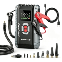 Démarreur de voiture d'occasion Purehood SUV, batterie externe haute puissance, lampe torche, batterie de secours, pompe à air, marteau de sécurité, 7-en-1