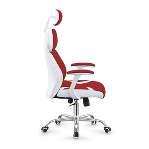 Cadeira de couro pu de jogos, cadeira moderna de couro vermelho para jogos de escritório, ergonômico