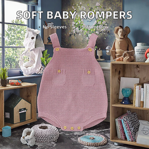 Haute qualité doux coton été sans manches combinaisons barboteuses décontracté nouveau-né bébé tricoté vêtements pour bébé filles - Product Image 2