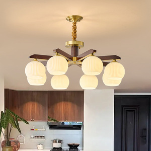 Lámpara de Techo Redonda de Estilo Vintage, Completamente en Cobre, con Múltiples Cabezales LED, para Sala de Estar, Zhongshan - Product Image 3