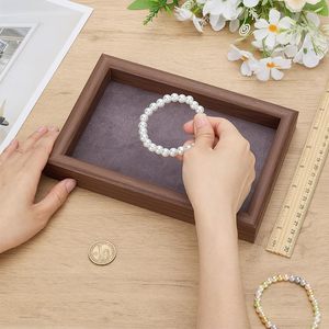 Sang trọng nhỏ óc chó hạt gỗ Vòng trang sức hiển thị khay thấp moq sẵn sàng để tàu với biểu tượng tùy chỉnh đồ trang sức container - Product Image 3