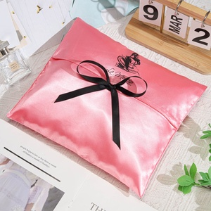 High Quality Custom Printed Envelope Style Purse Packaging Satin Dust Bag With Bowknot Luxury Envelope Hair <b>Extension</b> Silk Bag - Product Image 5