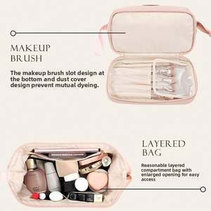 New Design Travel PU <b>Storage</b> <b>Bag</b> Portable <b>Zipper</b> Cosmetics Toiletry Pouch <b>Bag</b> Waterproof Makeup Lipsticks Organizer <b>Bag</b> - Product Image 3