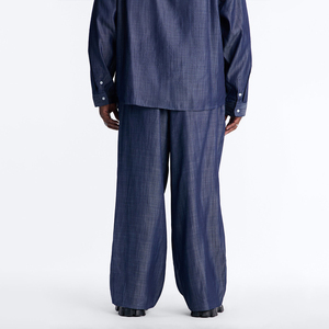 Pantalon large décontracté KingSen pour homme, style américain, en lyocell indigo délavé, léger et respirant, effet denim - Product Image 5