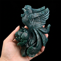 Kerajinan Kristal Berkualitas Tinggi, Patung Hewan Ukiran Tangan untuk Penyembuhan, Terbuat dari Campuran Batu Moss Agate dan Amazonite Phornix untuk Dekorasi