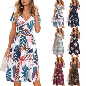 JF-vestido largo con estampado Floral para mujer, Vestido largo de playa con mangas coloridas y estampado Floral - Product Image 1