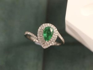Xinfly 18k White Gold 0.6ct Water Drop Emerald <b>Ring</b> 0.31ct <b>Custom</b> Natural Diamond Fine Jewelry <b>Rings</b> - Product Image 4