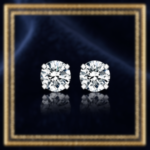 E1376 Orecchini con diamanti rotondi taglio brillante da 4 mm per donna, gioielli classici da fidanzamento, orecchini con diamanti bianchi naturali colore G - Product Image 2