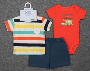 2025 pour la nouvelle collection européenne coton 3 pièces pour hommes femmes enfants âgés de 0 à 3 ans T-Shirts à manches courtes Shorts - Product Image 1