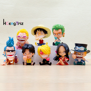 Modello di personaggio in PVC caldo carino Anime un pezzo Luffy Zoro Sanji collezione Action Figure ornamento per auto - Product Image 2