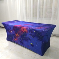 Housse de table personnalisée en couleur pleine avec logo, 4 pieds, 6 pieds, 8 pieds, nappe extensible en spandex pour salon professionnel