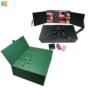 Caja de Regalo de Lujo con Doble Puerta, Calendario de Adviento de Galletas Navideñas Personalizado de 24 Días, Caja de Embalaje Vacía con Laminado Mate y Grabado en Relieve - Product Image 1