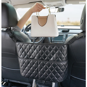 Car <b>Seat</b> <b>Storage</b> Net Pocket Black Leather Hanging Bag For Car Interior Organizers - Product Image 5