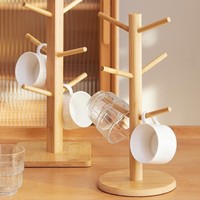 Support à tasses en bambou, organiseur de tasses à café pour table, présentoir simple pour comptoir de cuisine