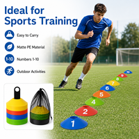 Lot de 50 cônes souples (matériau PE) pour l'agilité et l'entraînement de football, marqueurs de terrain, avec sac de transport, écologiques