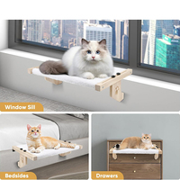 2024 nouveau design luxe sommeil profond chat hamac pliable drôle en bois massif blanc en peluche rectangle chat lit suspendu pour fenêtre intérieure