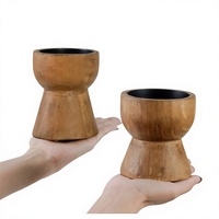 Porte-bougie en bois massif FSC de style européen et américain, fait à la main, pour la décoration de table, modèle LWCW04213