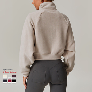 Veste d'Hiver Chaude à Fermeture Éclair pour <span class=keywords><strong>Femme</strong></span>, Vêtement de Yoga et de Course, Haut Coupe-Vent, Manteau de Sport et Fitness en Velours Doublé - Product Image 3