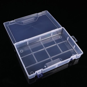 Transparent 10 Compartment Storage Box Plastic Organizer For Tools Toys Building Blocks Puzzles Rectangular Covered Bin - Product Image 2