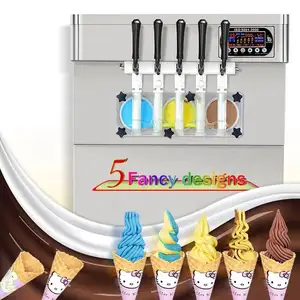 Şeffaf deşarj kapı 5 tatlar yumuşak hizmet dondurma makinesi