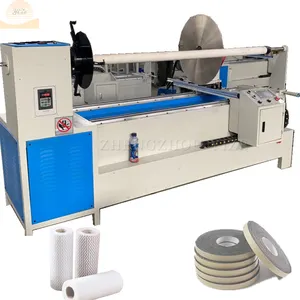 Automatic textile cut melt blown slitter rewinder cutter round blade non woven fabric roll rubber strip slitting cutting machine