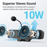 Haut-parleurs d'ordinateur avec microphone pour PC de bureau, haut-parleurs USB pour moniteur avec clip, barre de son filaire pour ordinateur portable, stéréo, basses PC