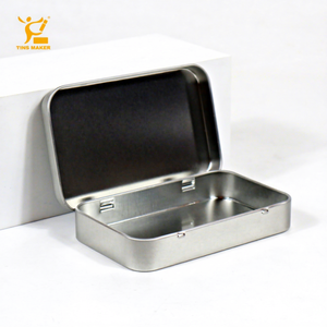 Tinsmaker Wholesale Custom Logo Silver Rectangular Mint Hinged Small <strong>Tin</strong> Boxes for Candy Packaging <strong>Metal</strong> <strong>Cigarette</strong> Gift Box - Product Image 1