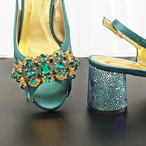 Stylish and eye-catching high-heeled shoes with rhinestones and satin finish - the same style as the square evening <b>bag</b>. This is - Product Image 5