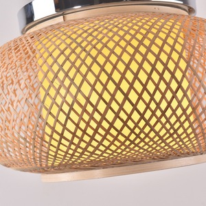 Bamboo Pendant <b>Light</b> Round E27 LED Living Room Ceiling <b>Light</b> Woven Design - Product Image 1