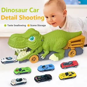 KSF - Jogo educacional para crianças, carro de liga leve, carro fundido, carro de transporte, carro de brinquedo para crianças, modelo de carro de transporte de dinossauro, popularidade imperdível