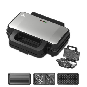 Machine à <span class=keywords><strong>sandwich</strong></span> détachable 3 en 1 métallique classique avec revêtement antiadhésif Grille à tranches 2 grandes pour un nettoyage facile pour un usage domestique - Product Image 2
