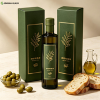 Botol Minyak Zaitun Kaca Hijau Tua 250ml 500ml 750ml Custom, Label Cetak OEM, Wadah Minyak Masak Kaca Food Grade