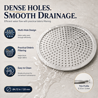 Grille de vidange moderne en acier inoxydable de 120 mm (4 pouces) avec filtre attrape-cheveux pour évier de cuisine et salle de bain