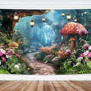 Fondo Fotográfico Personalizable de Camino de Hongos en el Bosque Encantado, Fondo de Cuento de Hadas, <span class=keywords><strong>Banner</strong></span> para Fiesta de Cumpleaños de Niña o Baby Shower - Product Image 2