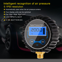 Jauge de pression des pneus à affichage numérique LCD de rétro-éclairage de voiture de haute qualité mesure PSI/BAR/KPA/KG/CM2 1/4 "NPT 1/8" NPT
