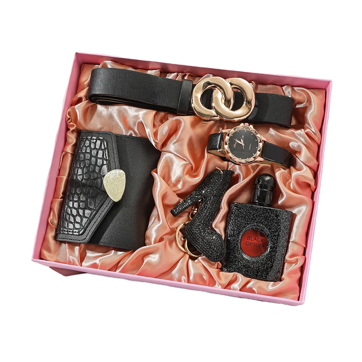 Valentinstag Geschenk Geldbörse Gürtel Uhr Parfüm High-Heel Schlüssel bund Geben Sie Ihrer Freundin ein Geschenkset