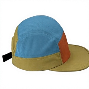 Casquette Trucker Unisexe 5 Panneaux en Tissu Mesh Color Block, Visière Plate Ajustée, Décontractée, pour Extérieur, Printemps-Été, Taille Adulte - Product Image 1