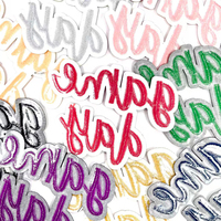 Patch brodé à lettres cursive scintillantes pour le jour du match, badge thermocollant écologique, appliques à police script brillante pour chapeaux DIY en gros