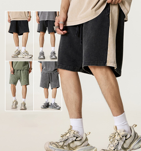 Novedades de Verano, Pantalones Cortos de Algodón 100% de 370 Gramos con Bloques de Color y Lavado Ácido para Hombre, Venta al Por Mayor Personalizada - Product Image 1