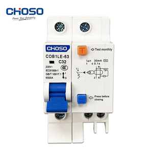 Choso COB1LE-63 1P+N RCBO PA66 4.5kA/6kA Capacità di interruzione Montaggio su guida DIN 2P 3P 3P+N 4P 40A 63A Curva BCD D/<span class=keywords><strong>B</strong></span>/C 50/60Hz - Product Image 1